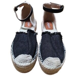 Jellypop Espadrille Wedge Sandals Women's Size 8M‎ Ankle Strap Denim